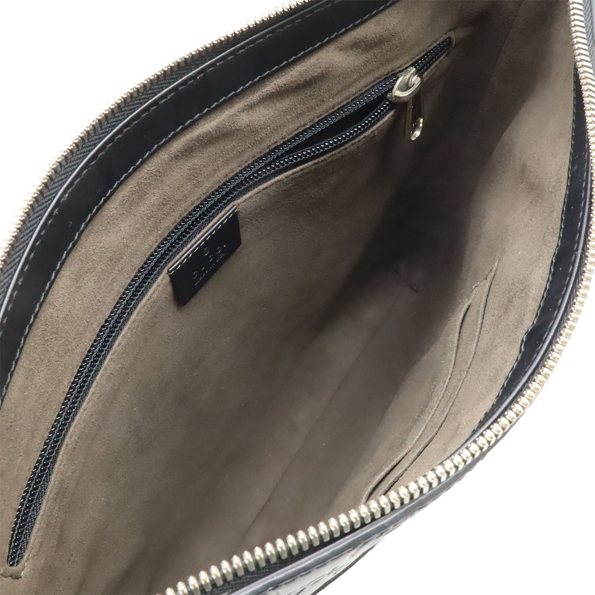 Gucci Guccissima Shoulder Bag Crossbody Leather Black Silver — view 7
