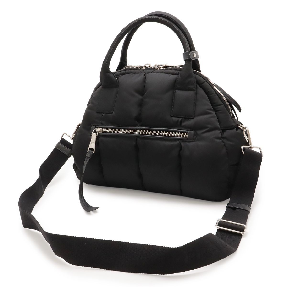 Prada Tessuto Bomba Tote 2-Way Shoulder Bag Nylon Leather Nero Black — view 2