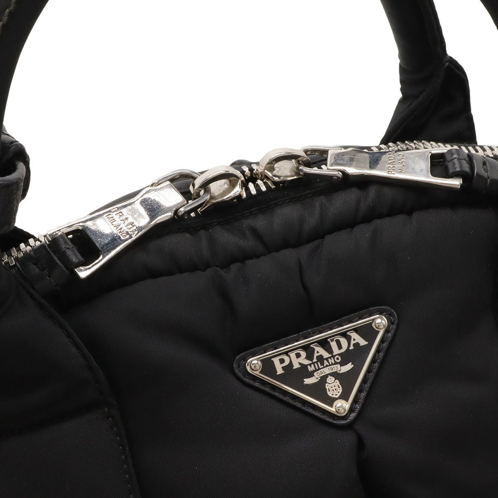 Prada Tessuto Bomba Tote 2-Way Shoulder Bag Nylon Leather Nero Black — view 4