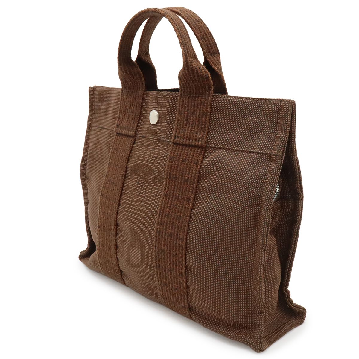 Hermes Her Line Tote PM Mini Canvas Brown Silver — view 2