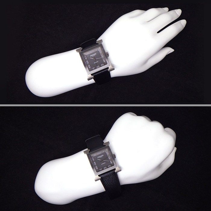 Hermes Watch Back Sketch Square Satin Polished Black Dial — view 8