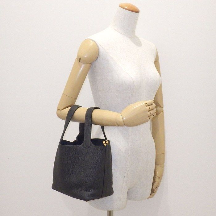 Hermes Handbag Picotin Lock PM Dark Bronze Taurillon Clemence — view 9