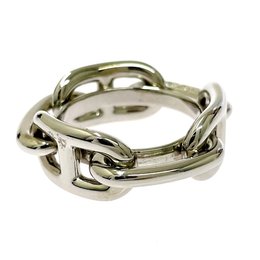 Hermes Metal Chaine D'ancre Scarf Ring Silver — view 4