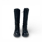 Prada Boots Long Shoes Nylon Brushed Leather Black Re-Nylon Triangle Logo — view 2