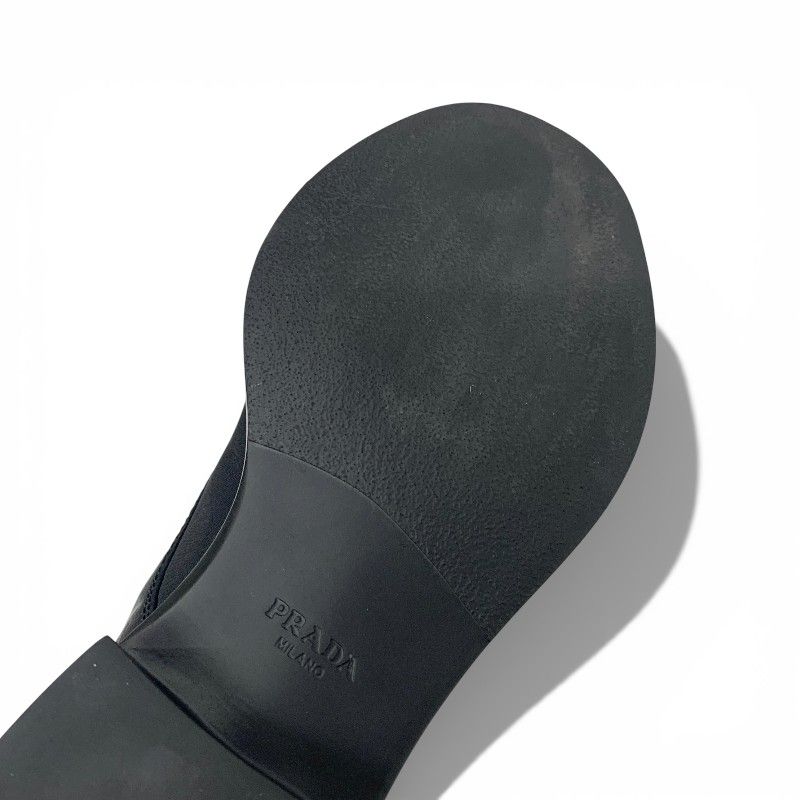 Prada Boots Long Shoes Nylon Brushed Leather Black Re-Nylon Triangle Logo — view 8