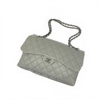 Chanel Shoulder Bag Gray Silver Big Quilted Turnlock CC Logo Single — view 5