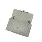Chanel Shoulder Bag Gray Silver Big Quilted Turnlock CC Logo Single — view 6
