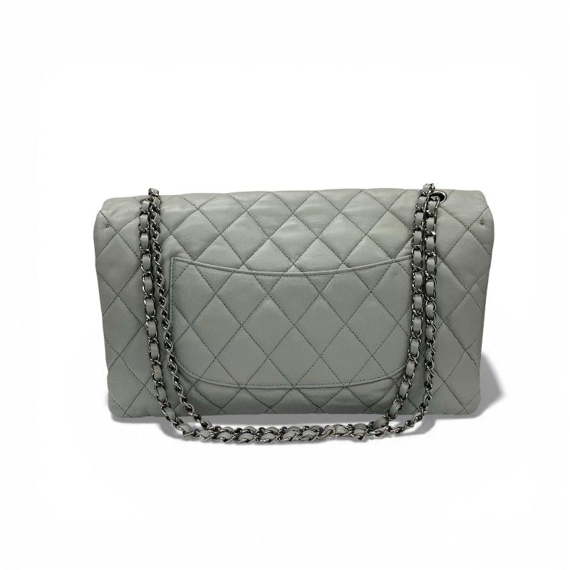 Chanel Shoulder Bag Gray Silver Big Quilted Turnlock CC Logo Single — view 3