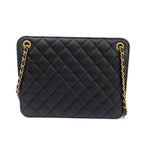 Chanel Accordion Black CC Logo Chain Shoulder Bag Lambskin — view 2