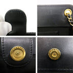 Chanel Accordion Black CC Logo Chain Shoulder Bag Lambskin — view 7