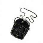Chanel Shoulder Bag Black Gold CC Logo Chain Back Drawstring — view 5