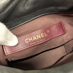 Chanel Shoulder Bag Black Gold CC Logo Chain Back Drawstring — view 8