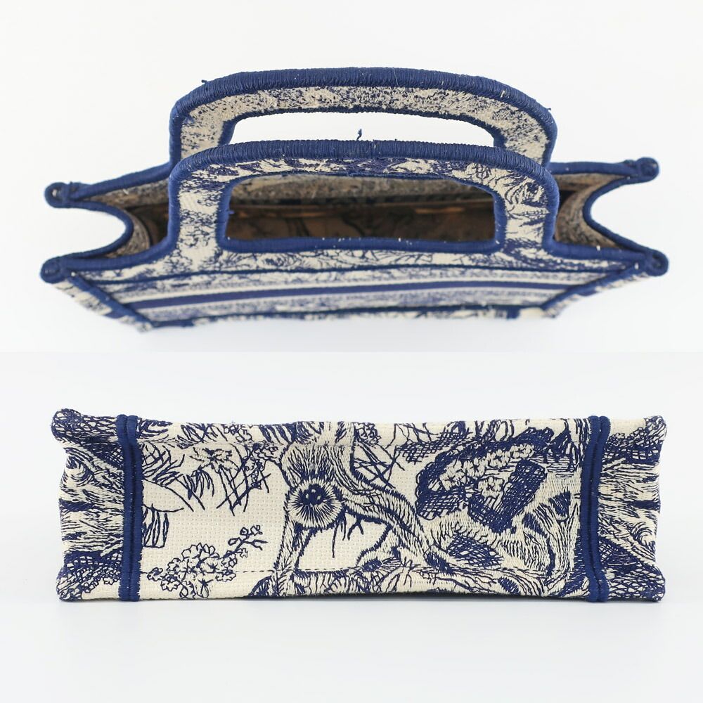 Dior Book Tote Mini Toile de Jouy Navy White Canvas Handbag — view 4