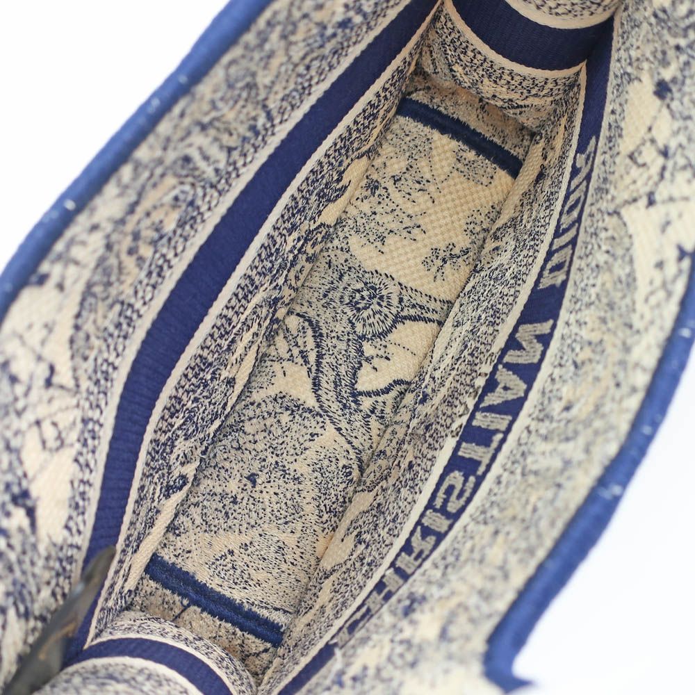 Dior Book Tote Mini Toile de Jouy Navy White Canvas Handbag — view 6
