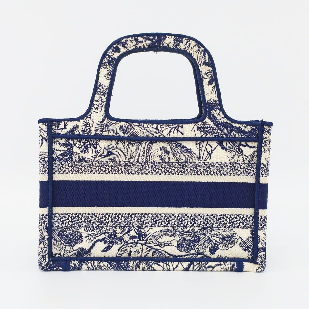 Dior Book Tote Mini Toile de Jouy Navy White Canvas Handbag — view 2
