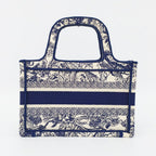 Dior Book Tote Mini Toile de Jouy Navy White Canvas Handbag — view 2