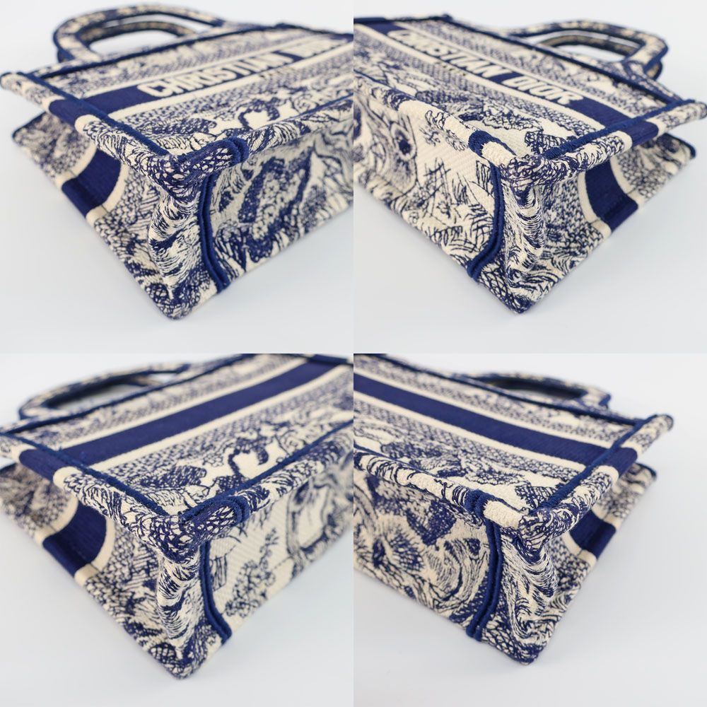 Dior Book Tote Mini Toile de Jouy Navy White Canvas Handbag — view 5