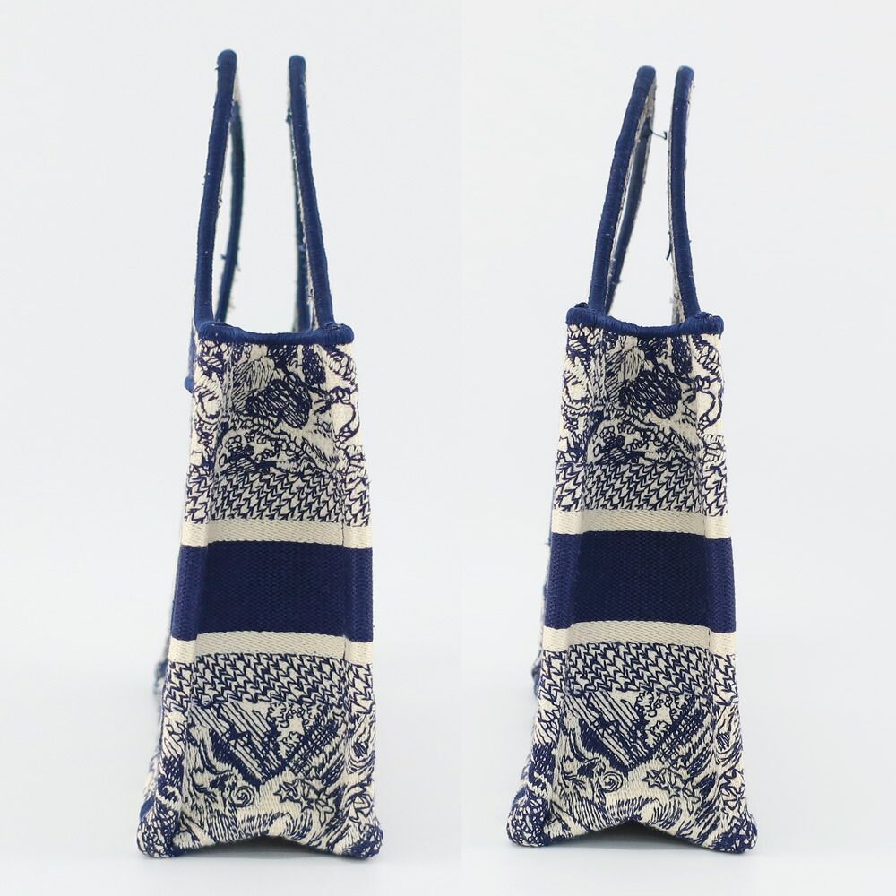 Dior Book Tote Mini Toile de Jouy Navy White Canvas Handbag — view 3