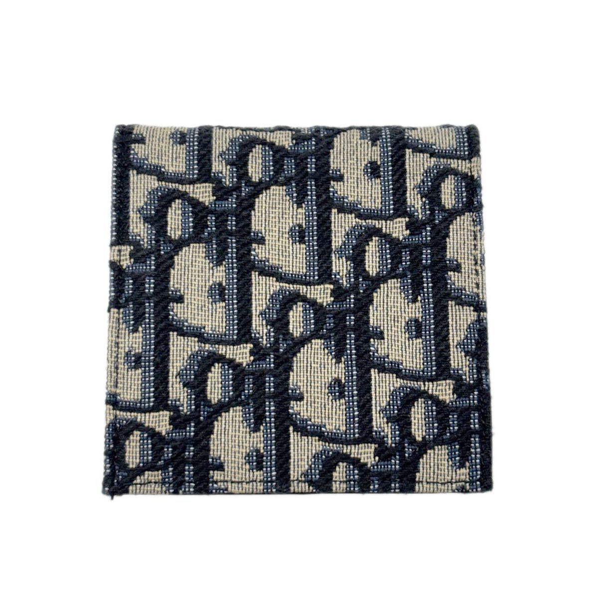 Dior Boxshape Coin Purse White Jacquard Navy Beige Black — view 2