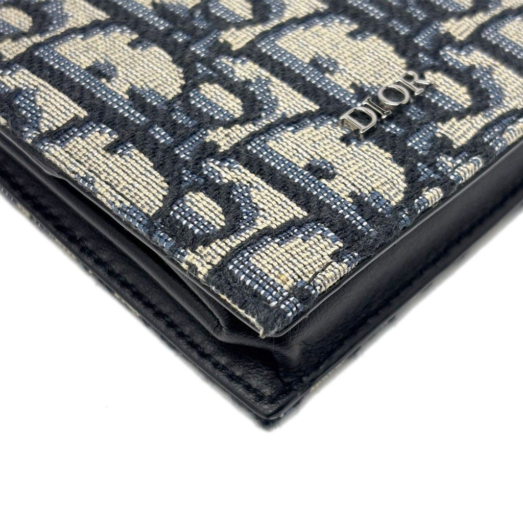 Dior Boxshape Coin Purse White Jacquard Navy Beige Black — view 8