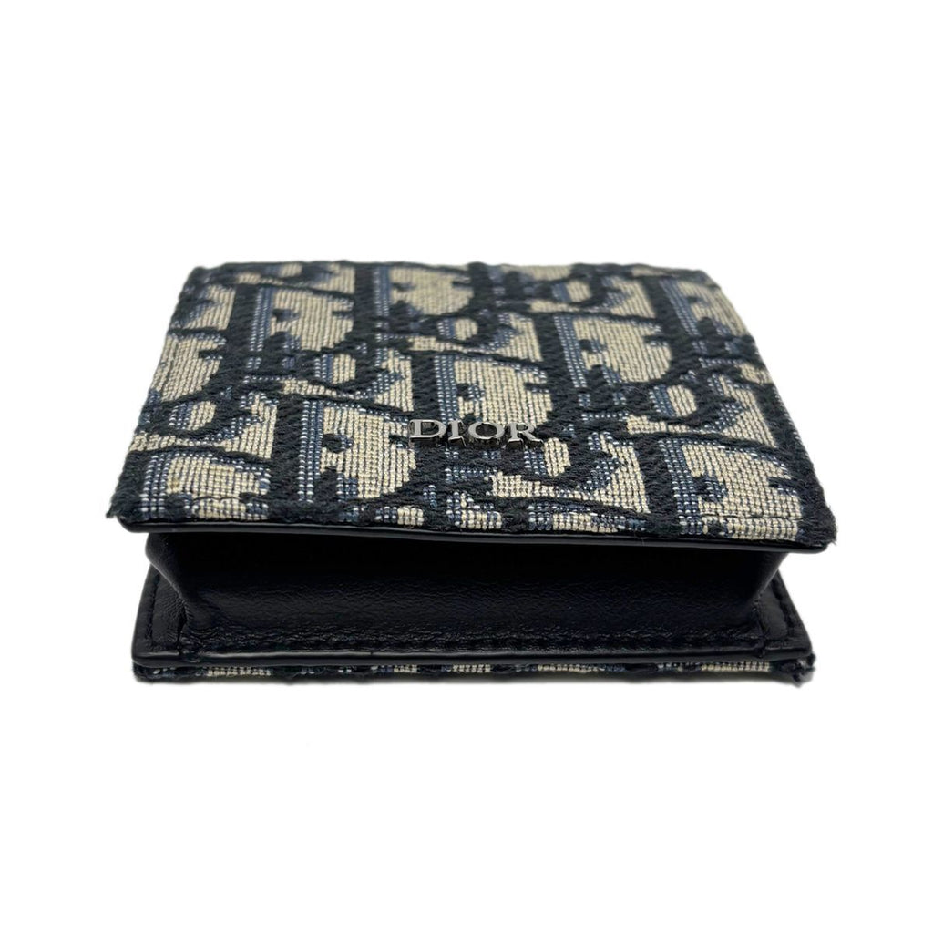 Dior Boxshape Coin Purse White Jacquard Navy Beige Black — view 3