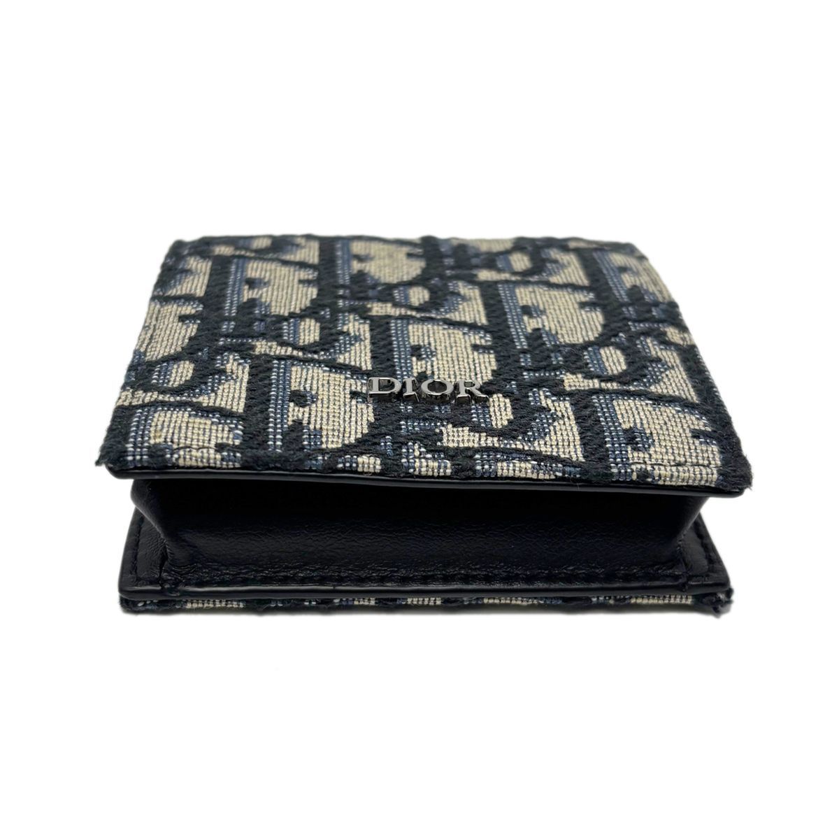 Dior Boxshape Coin Purse White Jacquard Navy Beige Black — view 3