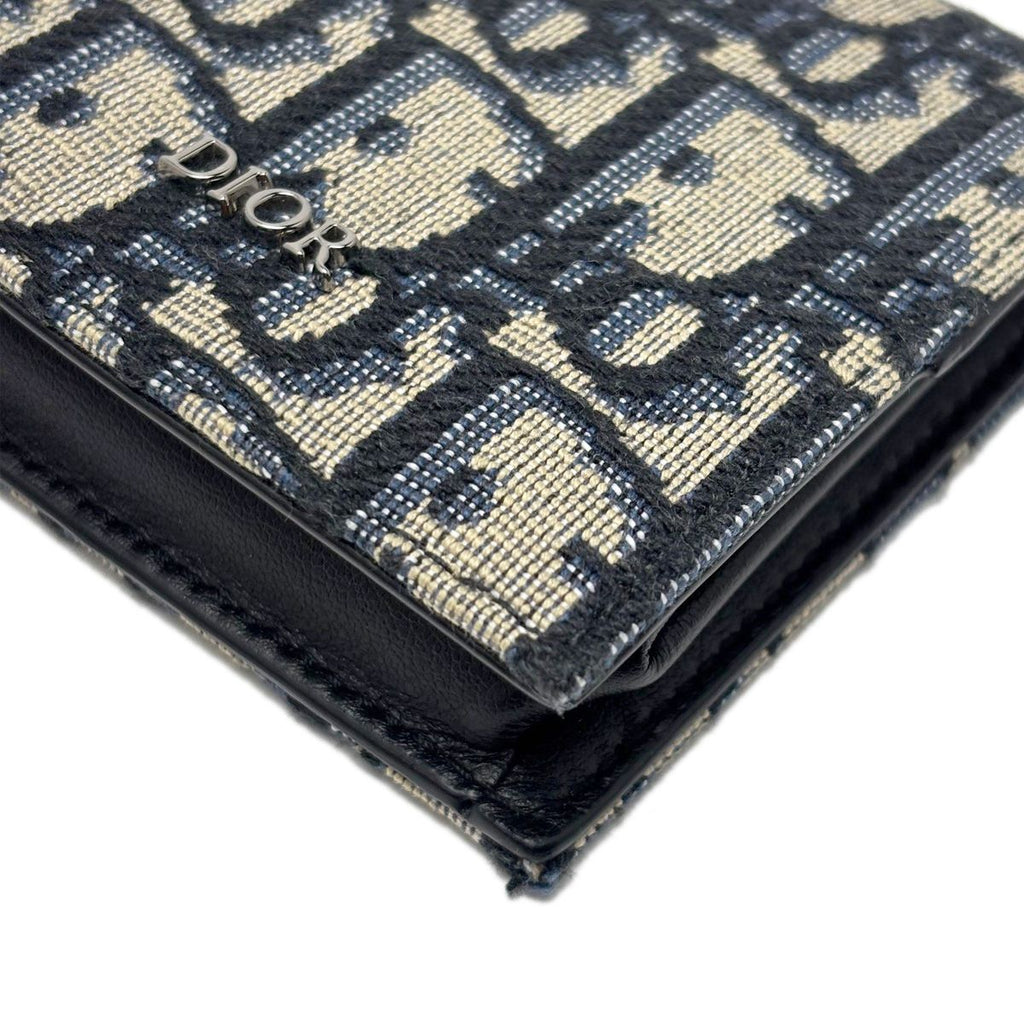 Dior Boxshape Coin Purse White Jacquard Navy Beige Black — view 7