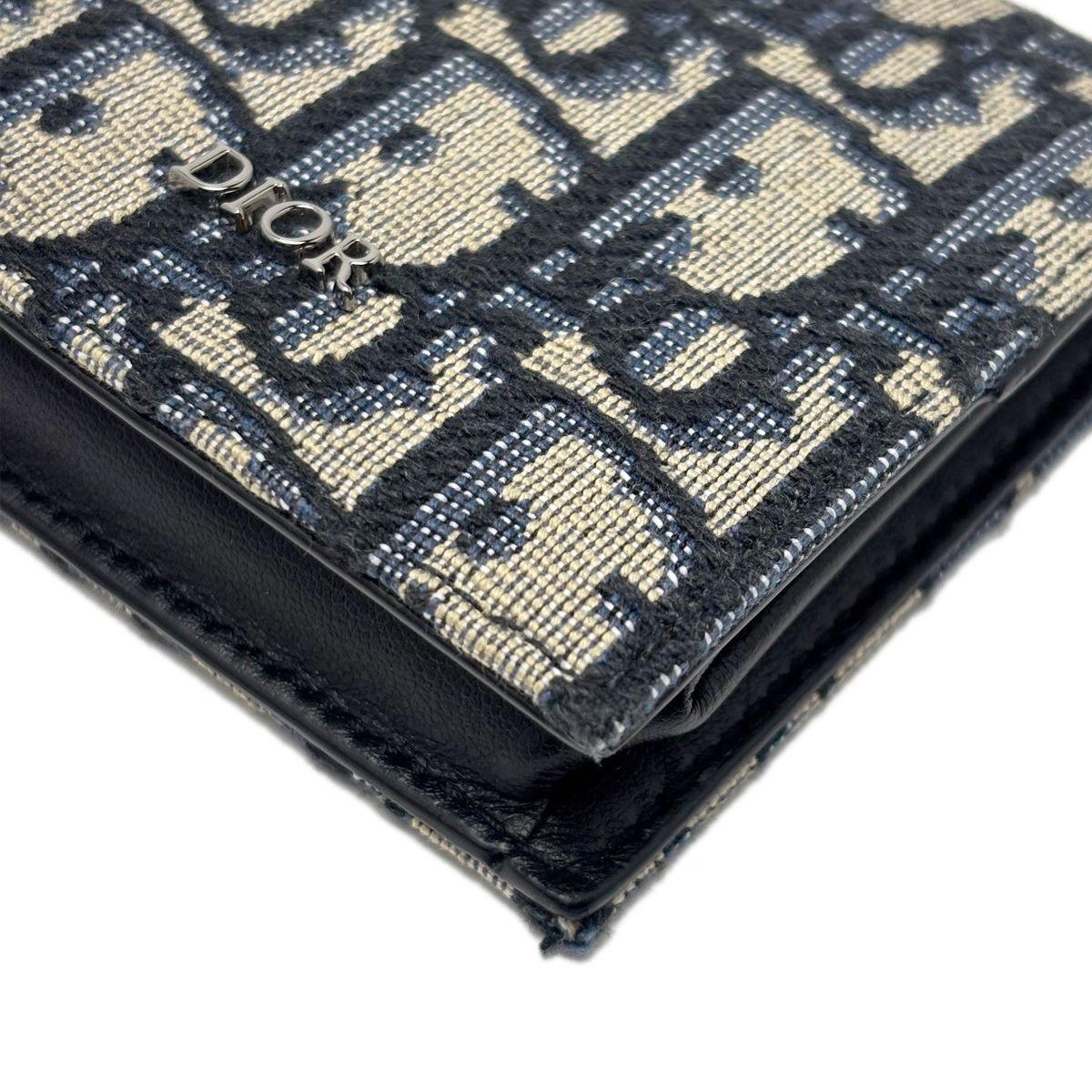 Dior Boxshape Coin Purse White Jacquard Navy Beige Black — view 7