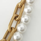 Louis Vuitton Logo Pearl Chain Belt Bag Charm Gold White — view 7