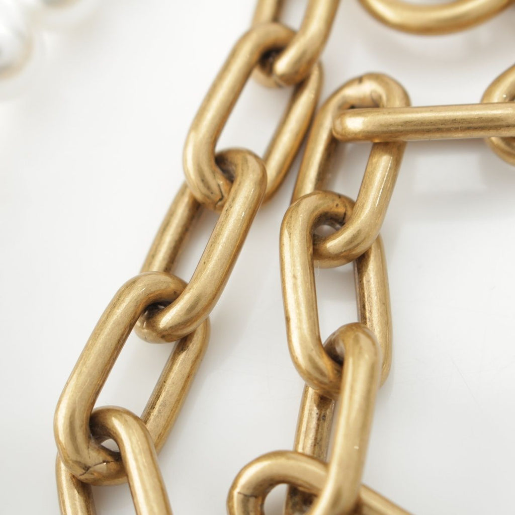 Louis Vuitton Logo Pearl Chain Belt Bag Charm Gold White — view 8