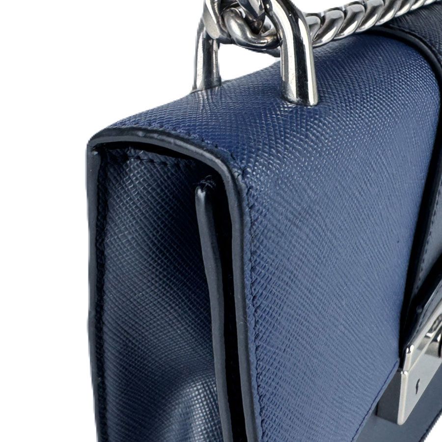 Prada Shoulder Bag Leather Navy — view 6