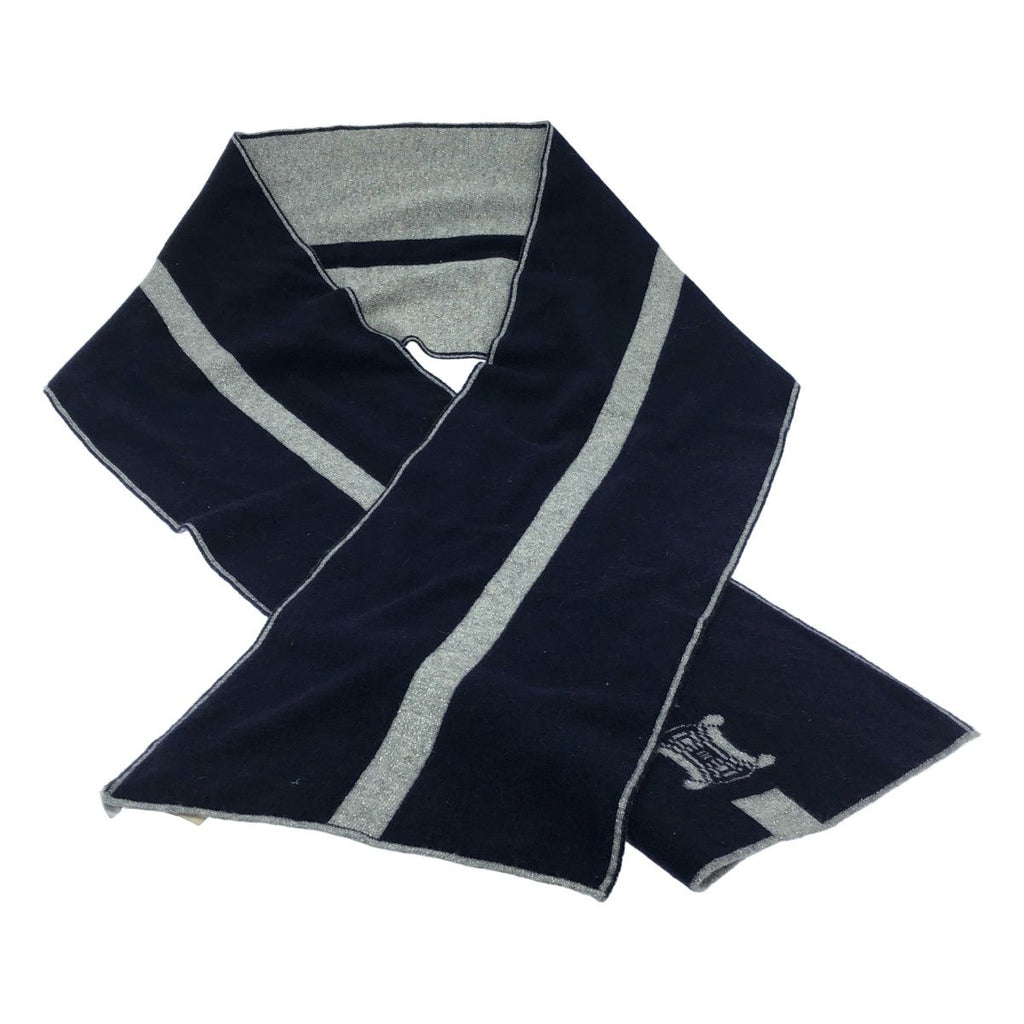 Celine Wool Cashmere Macadam Scarf Navy Silver — view 2