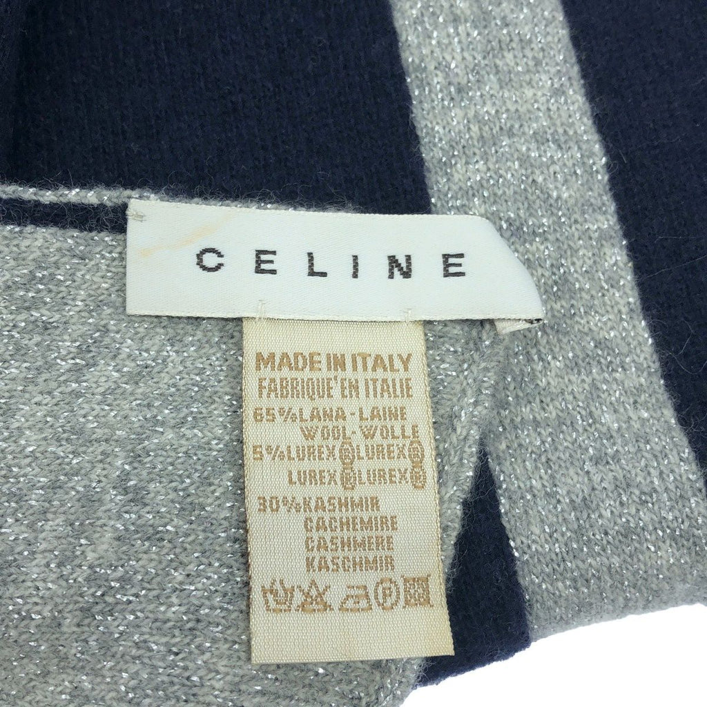 Celine Wool Cashmere Macadam Scarf Navy Silver — view 3