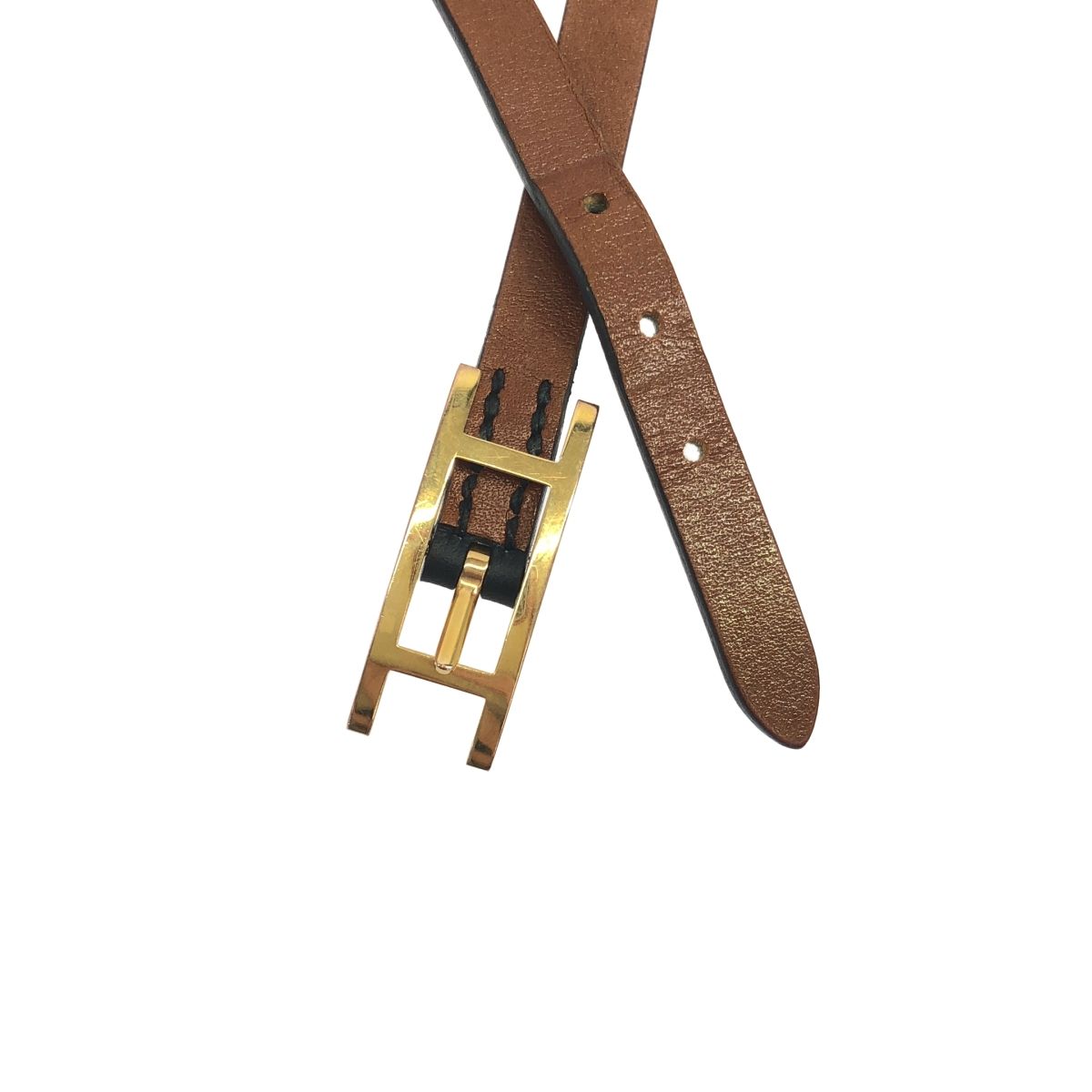Hermes Behapi Double Tour Leather Bracelet Brown — view 2