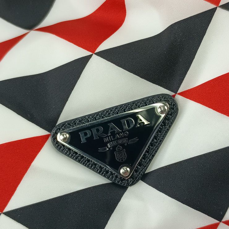 Prada Scarf Nylon Padded Black White Red — view 8