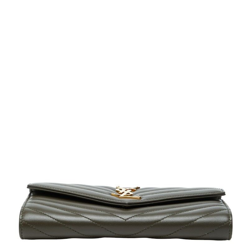 Saint Laurent Cassandra Stitch Khaki Leather — view 3