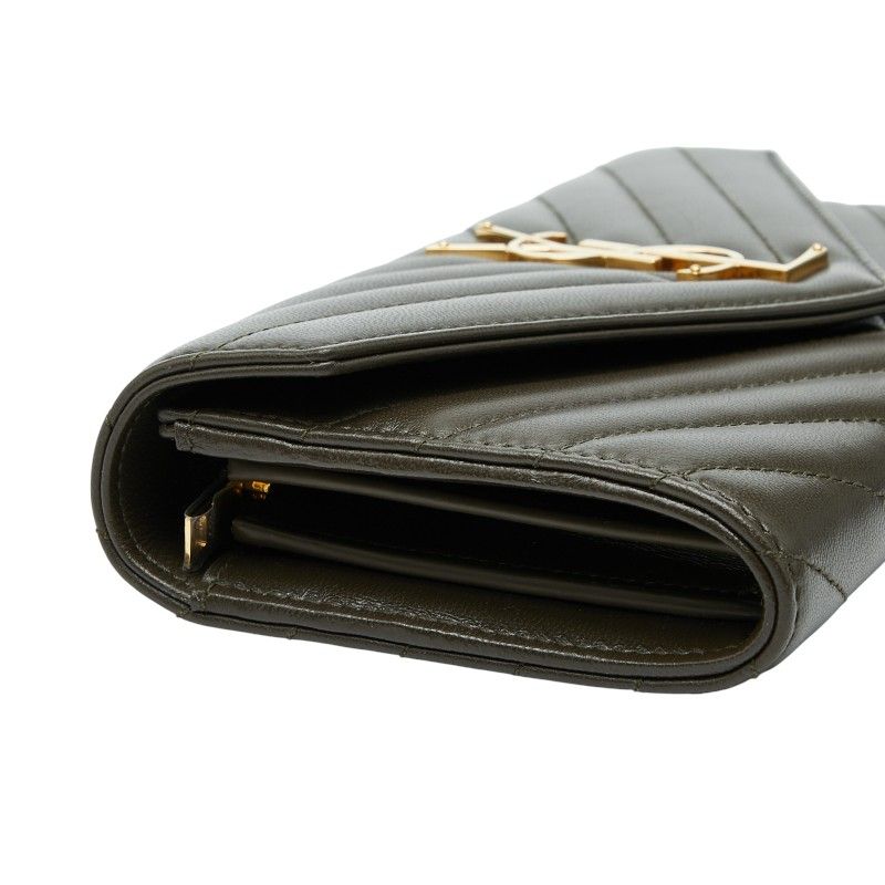 Saint Laurent Cassandra Stitch Khaki Leather — view 5