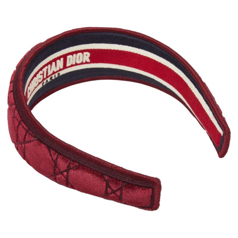 Dior Cannage Headband Hair Wine Red Velour — view 3