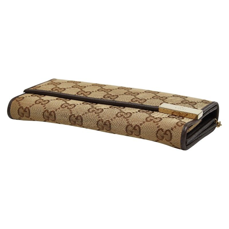 Gucci GG Canvas Chain Wallet Long Beige Brown — view 4