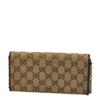 Gucci GG Canvas Chain Wallet Long Beige Brown — view 2