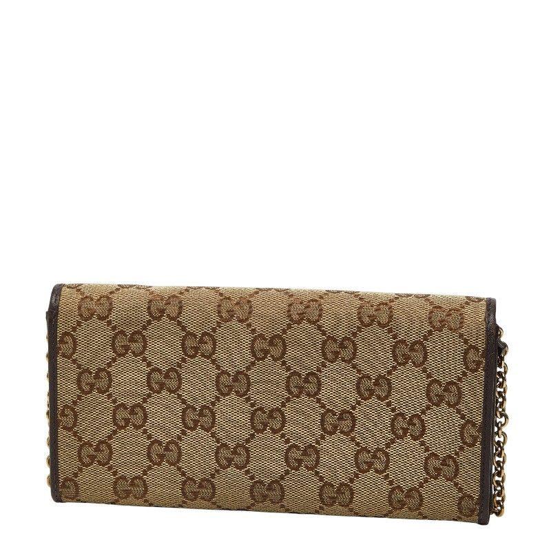 Gucci GG Canvas Chain Wallet Long Beige Brown — view 2