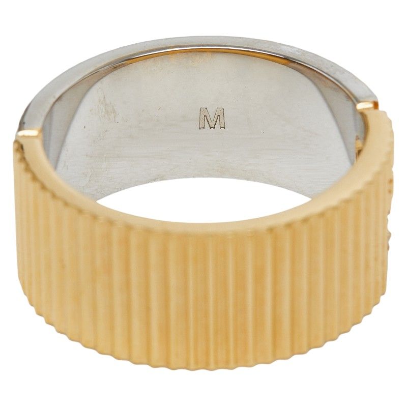 Fendi FF Logo Ring M Gold Silver Plated Metal — view 6