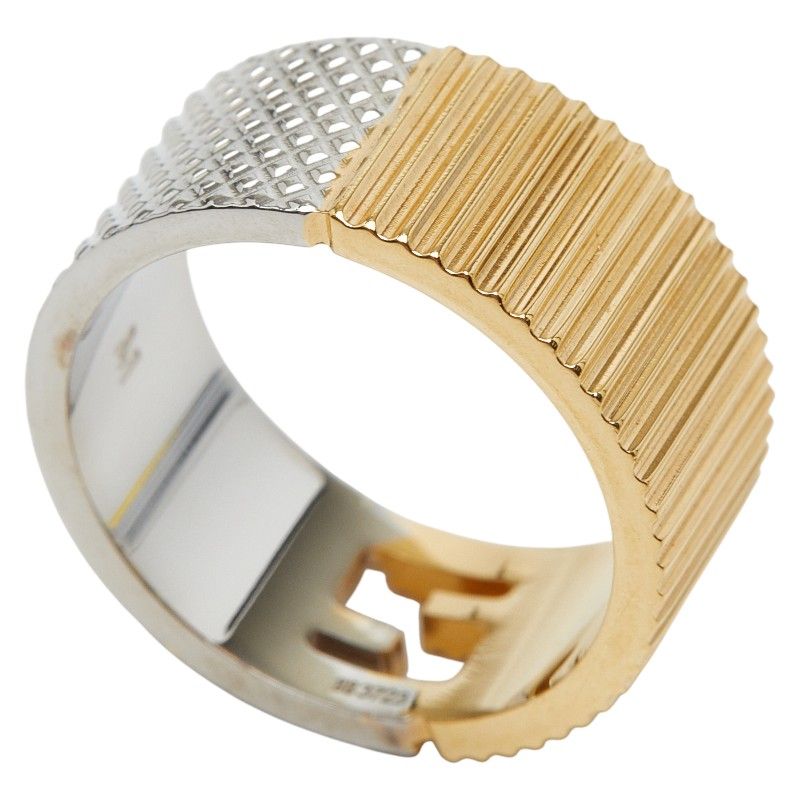 Fendi FF Logo Ring M Gold Silver Plated Metal — view 4