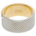 Fendi FF Logo Ring M Gold Silver Plated Metal — view 5