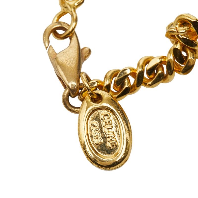 Celine Triomphe Chain Long Necklace Gold Plated Rhinestone — view 5