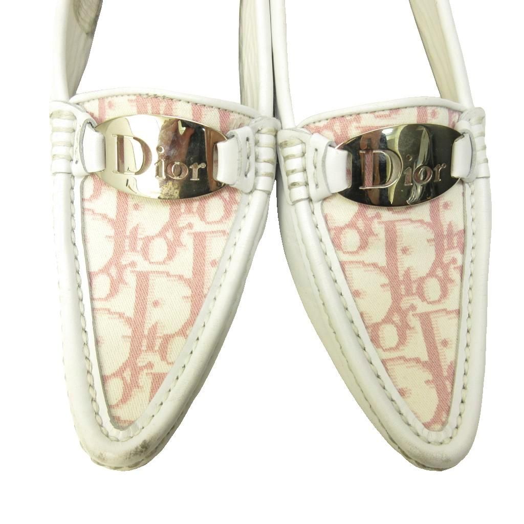 Dior Trotter Loafers Driving Shoes Leather White 35.5 — view 4