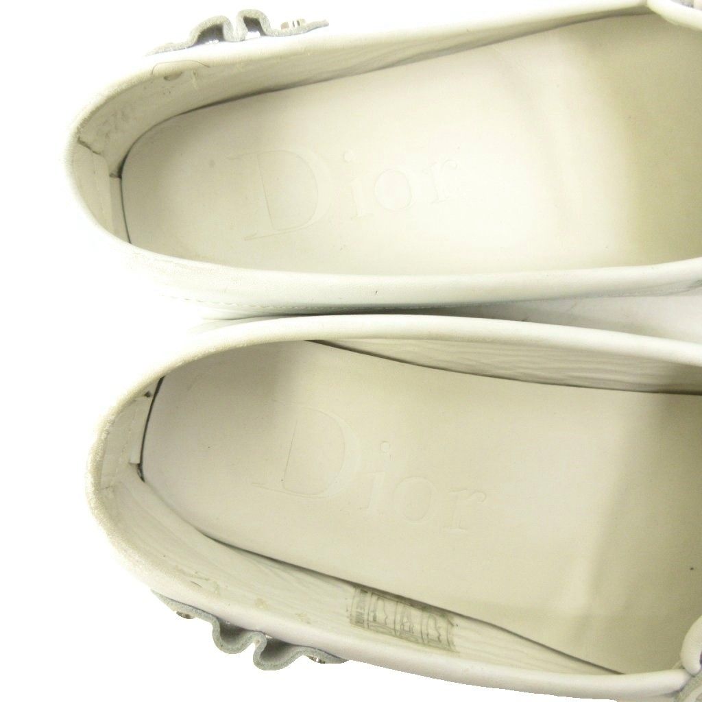 Dior Trotter Loafers Driving Shoes Leather White 35.5 — view 5