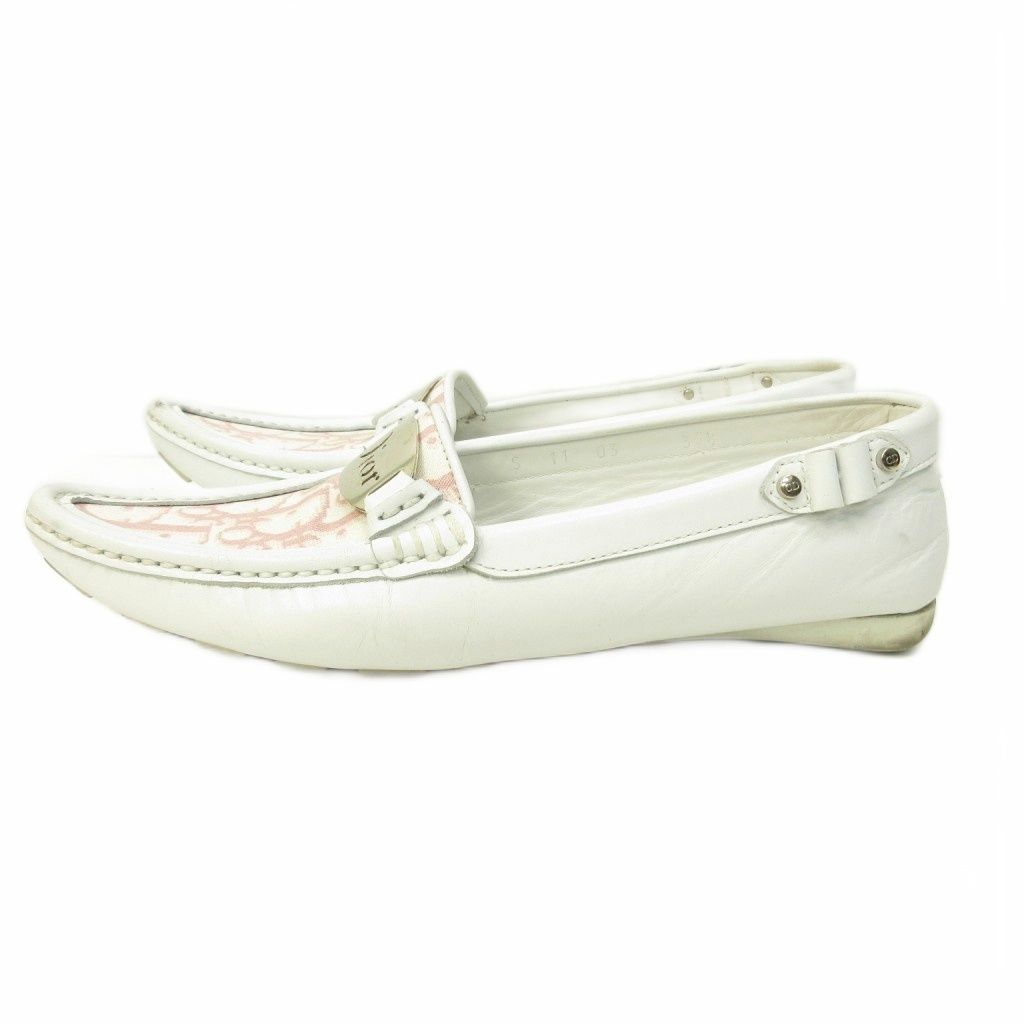 Dior Trotter Loafers Driving Shoes Leather White 35.5 — view 2