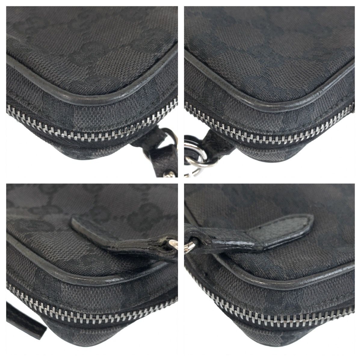 Gucci Black Silver GG Canvas Leather Shoulder Bag Pochette — view 4