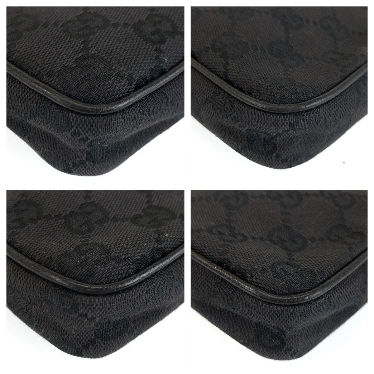 Gucci Black Silver GG Canvas Leather Shoulder Bag Pochette — view 3